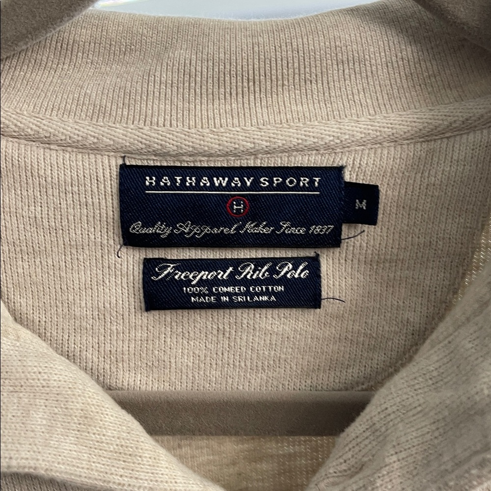 Hathaway Sport Freeport Rib Polo 100% Combed Cotton Long Sleeve V-Neck Men’s M - Picture 3 of 6